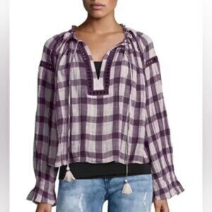 Free People Honey Grove Plaid Blouse  - Size XS